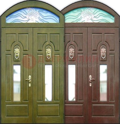 Стальная арочная дверь со стеклом ДА-17 для монолитного дома в Видном