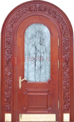 Толстая металлическая арочная дверь со стеклом ДА-20 в Видном