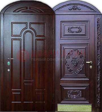 Стильная железная арочная дверь с декоративным элементом ДА-24 в Видном