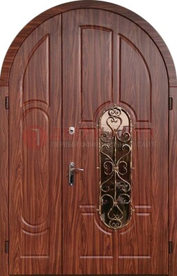 Арочная двухстворчатая стальная дверь Винорит ДА-54 в Видном