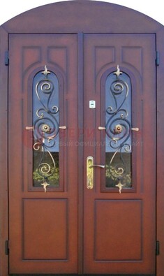 Двухстворчатая стальная дверь Винорит в форме арки ДА-55 в Видном