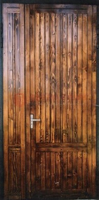 Коричневая металлическая дверь с евровагонкой ДЕ-10 в Видном