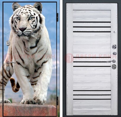 Стальная дверь с фотопечатью тигра ДФ-12 в Видном