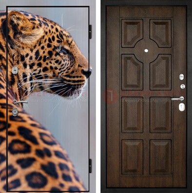 Металлическая дверь с фотопечатью леопарда ДФ-26 в Видном
