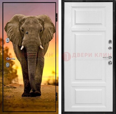 Металлическая дверь с фотопечатью слона ДФ-30 в Видном