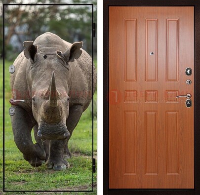 Металлическая дверь с фотопечатью носорога ДФ-31 в Видном