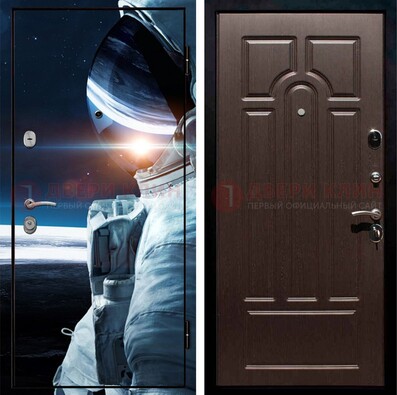 Стальная дверь с фотопечатью космонавта ДФ-4 в Видном