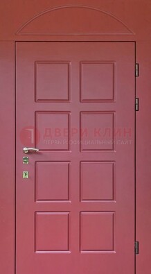 Красная стальная дверь с верхней фрамугой ДФГ-13 в Видном