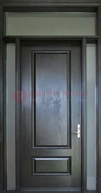 Черная металлическая дверь с фрамугами и стеклом ДФГ-24 в Видном