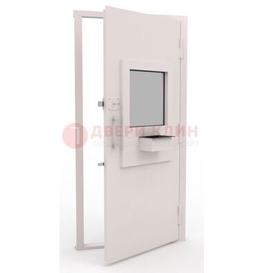 Белая металлическая дверь в кассу с нитроэмалью ДКС-4 в Видном