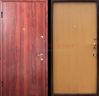 Красная железная дверь с ламинатом ДЛ-3 в Видном