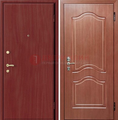 Красная металлическая дверь с ламинатом МДФ внутри ДЛ-8 в Видном