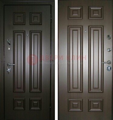 Темная металлическая дверь с МДФ ДМ-136 в квартиру в Видном