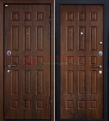 Коричневая металлическая дверь с МДФ ДМ-156 для квартиры в Видном