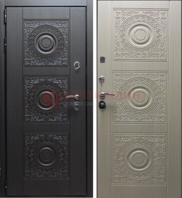 Темная стальная дверь с МДФ ДМ-161 для коттеджа в Видном