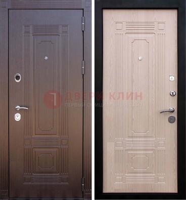Коричневая входная дверь с МДФ ДМ-173 для кирпичного дома в Видном