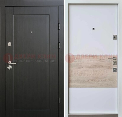 Черная металлическая дверь с белой МДФ внутри ДМ-230 в Видном