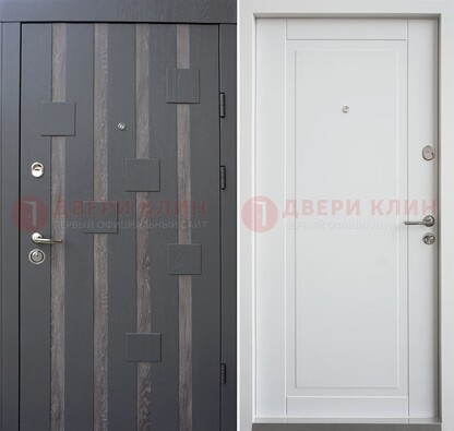 Темная металлическая дверь c белом МДФ внутри ДМ-231 в Видном