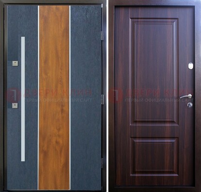 Современная входная дверь и с коричневой МДФ внутри ДМ-236 в Видном
