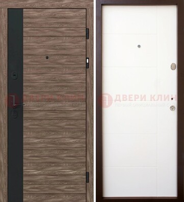 Коричневая входная дверь с черной вставкой МДФ ДМ-239 в Видном