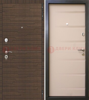 Коричневая  железная дверь c фрезерованной МДФ ДМ-248 в Видном
