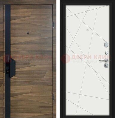 Стальная коричневая дверь МДФ c черной вставкой ДМ-267 в Видном