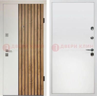 Белая с коричневой вставкой филенчатая дверь МДФ ДМ-278 в Видном