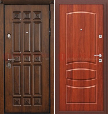 Темная металлическая дверь с МДФ и узором ДМ-364 в Видном