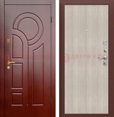 Красная металлическая дверь с МДФ панелями ДМ-368 в Видном