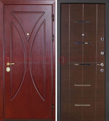 Темно-красная железная дверь с МДФ ДМ-370 в Видном