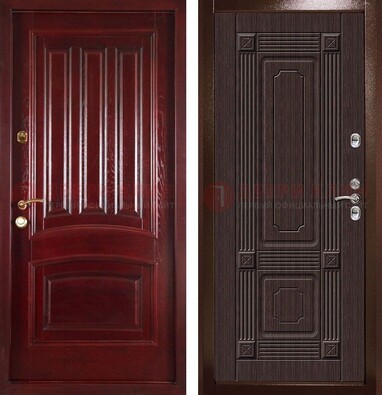 Красная стальная дверь с филенчатой МДФ ДМ-398 в Видном