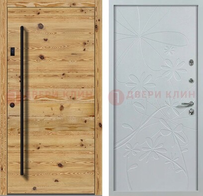 Металлическая дверь с МДФ в светлом цвете ДМ-412 в Видном
