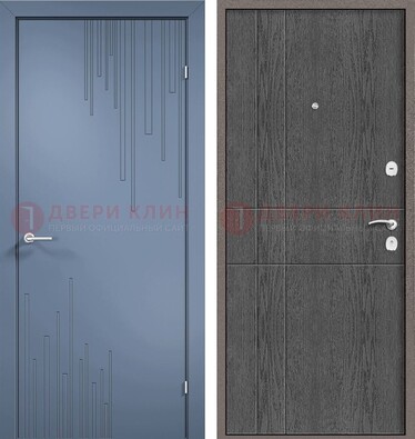 Синяя металлическая дверь МДФ в квартиру ДМ-434 в Видном