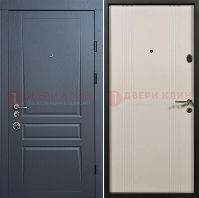 Темно-серая стальная дверь с МДФ хайтек ДМ-481 в Видном