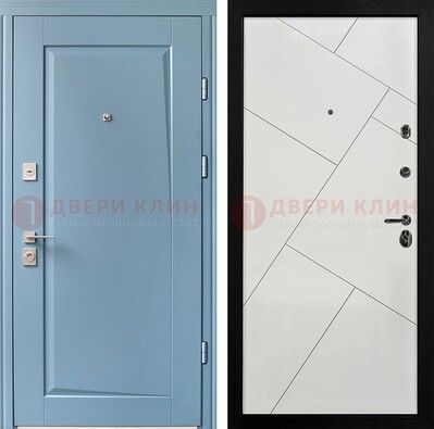 Синяя железная дверь с МДФ панелями ДМ-491 в Видном