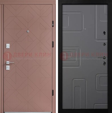 Красная стальная дверь в квартиру с МДФ хайтек ДМ-493 в Видном