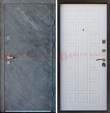 Железная дверь с МДФ серая и белая ДМ-505 в Видном