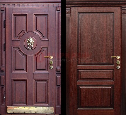 Темная входная дверь с массивом дуба с декоративной вставкой ДМД-6 в Видном