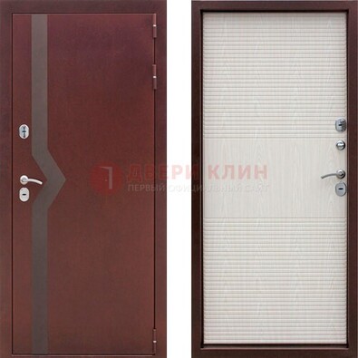 Бордовая металлическая дверь с порошковым напылением ДП-100 в Видном