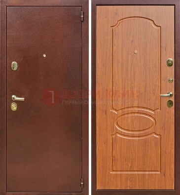 Коричневая стальная дверь с порошковым напылением ДП-137 в Видном