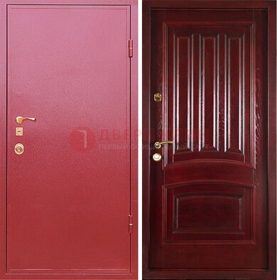 Красная металлическая дверь с порошковым напылением ДП-165 в Видном