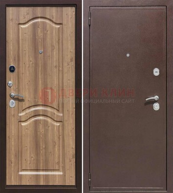Коричневая железная дверь с порошковым окрасом ДП-191 в Видном