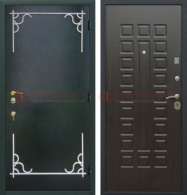 Темная входная дверь с порошковым покрытием и МДФ венге ДП-223 в Видном