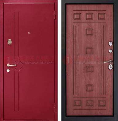 Красная железная дверь с порошковым напылением ДП-242 в Видном