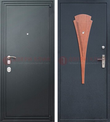 Черная железная дверь с порошковым покрытием и накладкой МДФ внутри ДП-245 в Видном