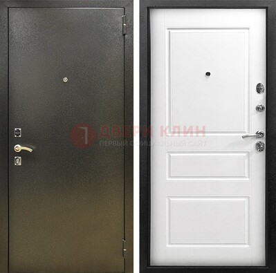 Входная дверь Темное серебро с порошковым напылением и белой МДФ ДП-272 в Видном