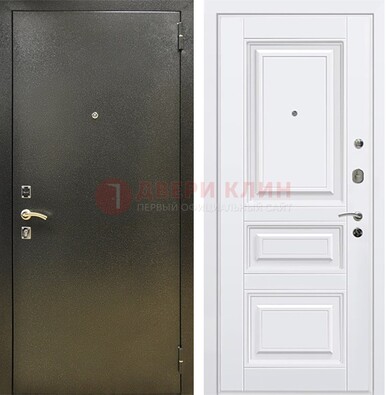 Железная темно-серая дверь с порошковым напылением и белой МДФ ДП-274 в Видном