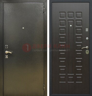 Темно-серая железная дверь с порошковым покрытием и МДФ Венге ДП-287 в Видном