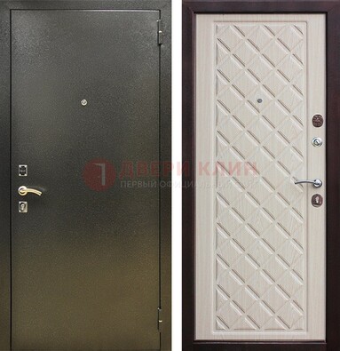 Темно-серая железная дверь с порошковым покрытием и филенчатой МДФ ДП-289 в Видном