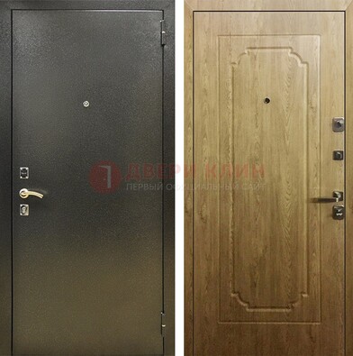 Темно-серая входная дверь с порошковым покрытием и МДФ Золотой дуб ДП-291 в Видном